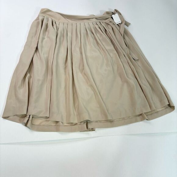 Calvin Klein Skirt Womens 20W Tan Tie-Front Pleated A-Line Midi NWT Preppy - Picture 1 of 9